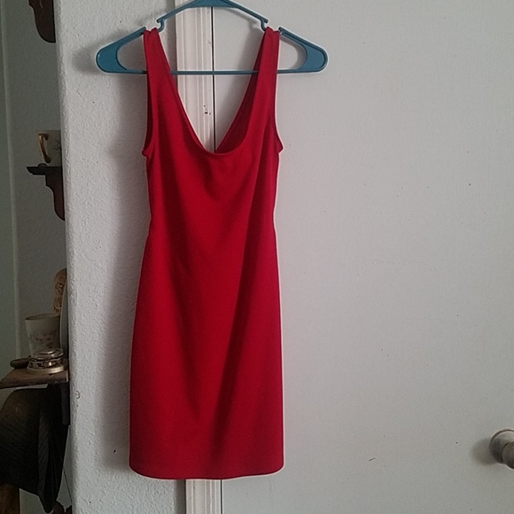 red skin tight dress